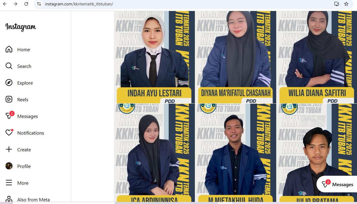 Tampilan IG KKN Tematik ITB Tuban
